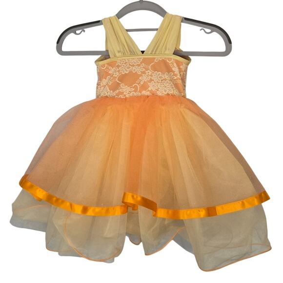 WEISSMAN Showtime 17022 Orange Floral Lace Sequin Tutu Dance Costume XSC 4/5 - Picture 3 of 15